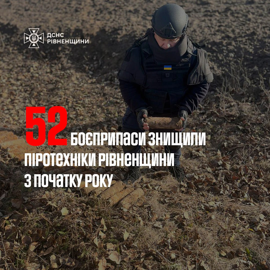 Понад 50 вибухонебезпечні предмети виявили на Рівненщині