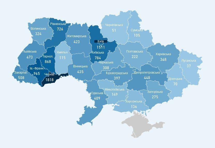За добу в Україні зафіксовано 502 нових випадки COVID-19