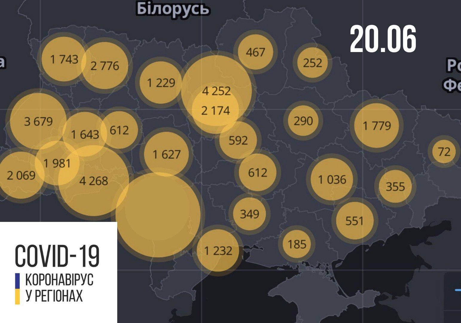 В Україні за добу зафіксовано 841 випадок COVID-19