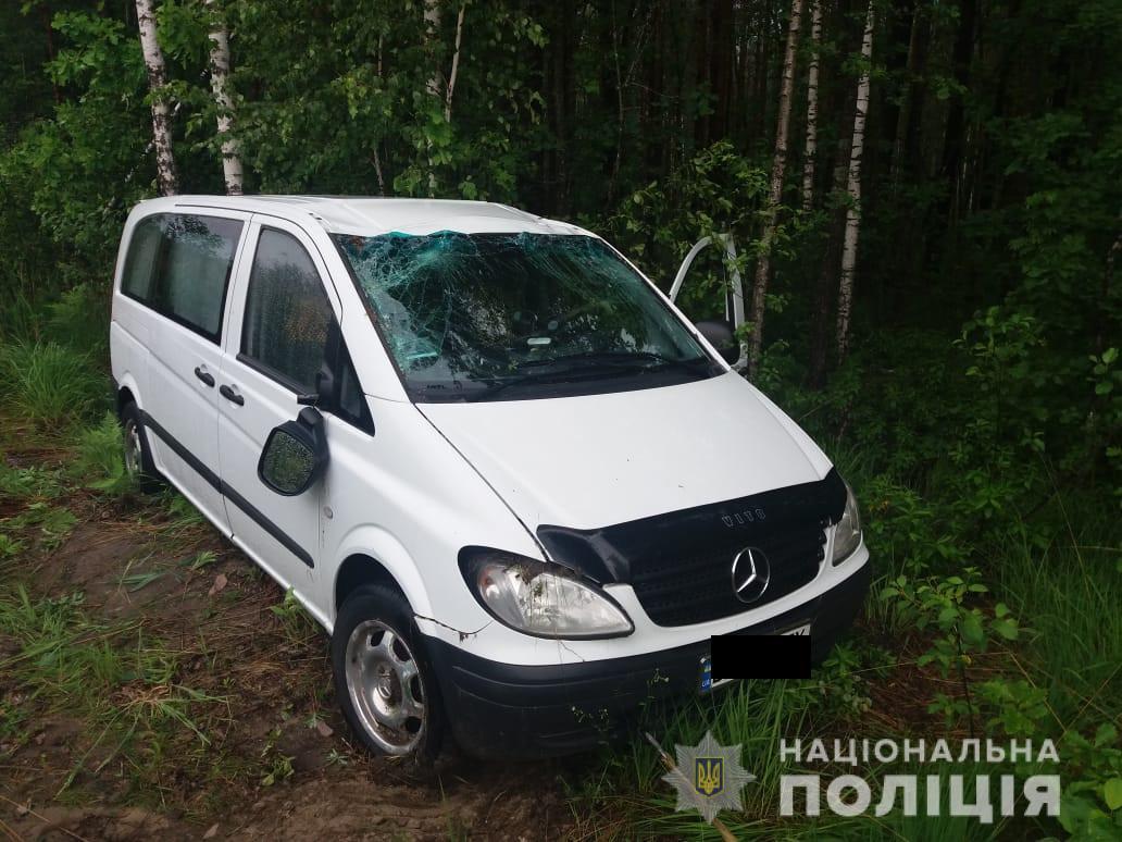 На Рівненщині мікроавтобус злетів у кювет — двоє постраждалих
