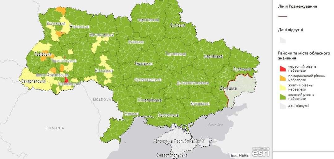 Стало відомо які міста та райони опинилися у червоній зоні