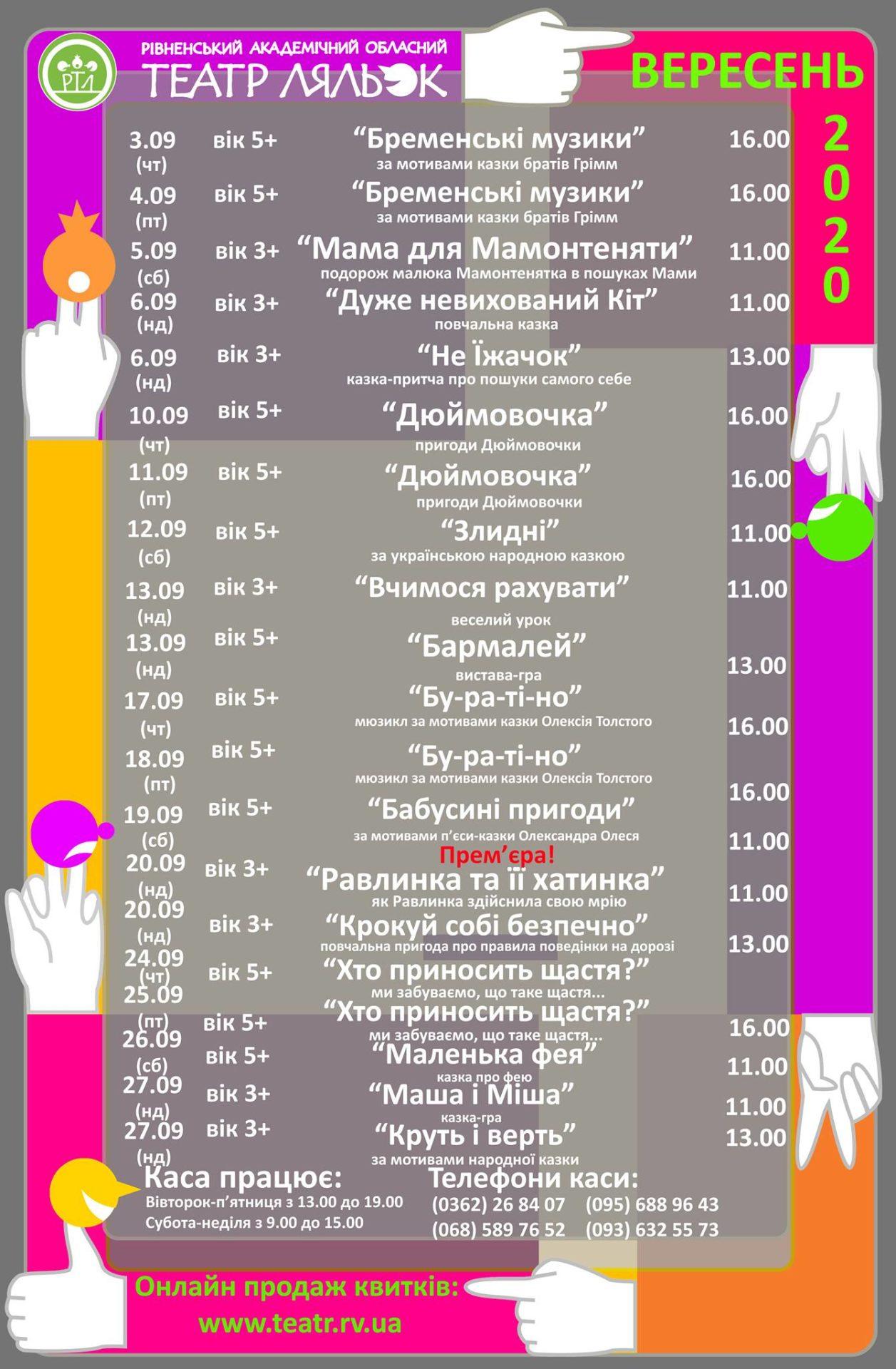 Після довгого карантину рівненські лялькарі кличуть дітей на вистави (Репертуар на вересень)