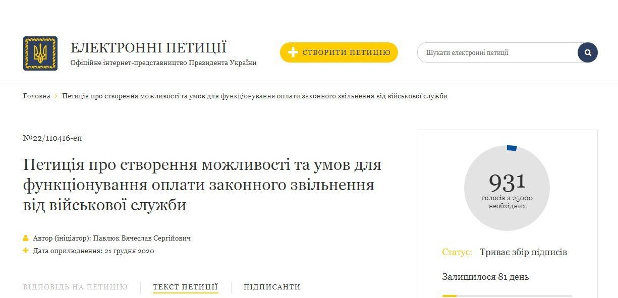 Президенту пропонують дозволити легально купувати відстрочку від армії