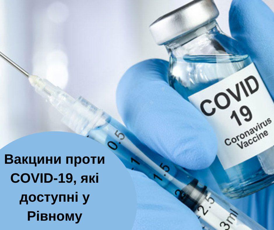 Вакцини які доступні у Рівному для щеплення проти COVID-19