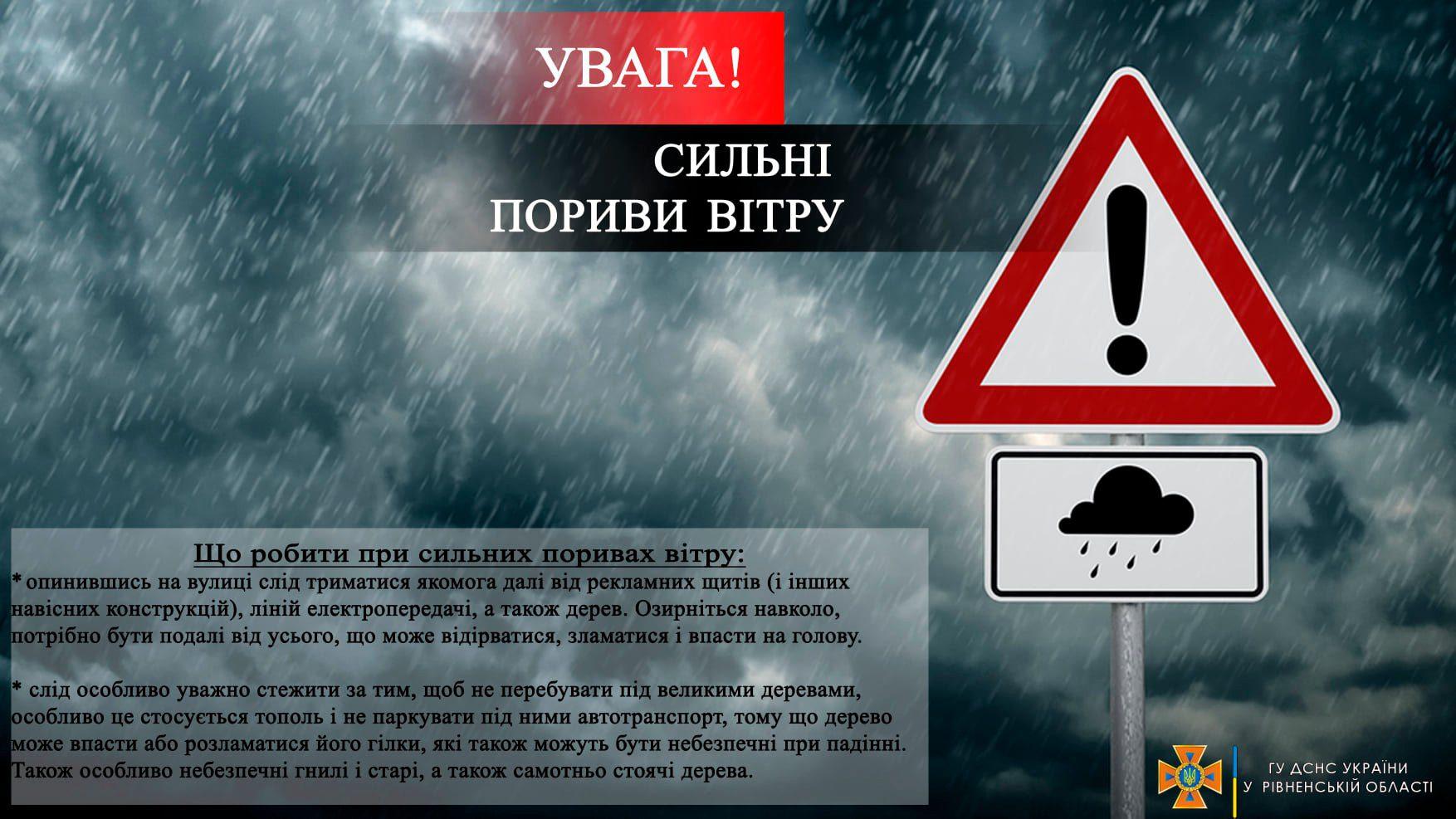 Рятувальники попереджають про ожеледицю та сильний вітер на Рівненщині