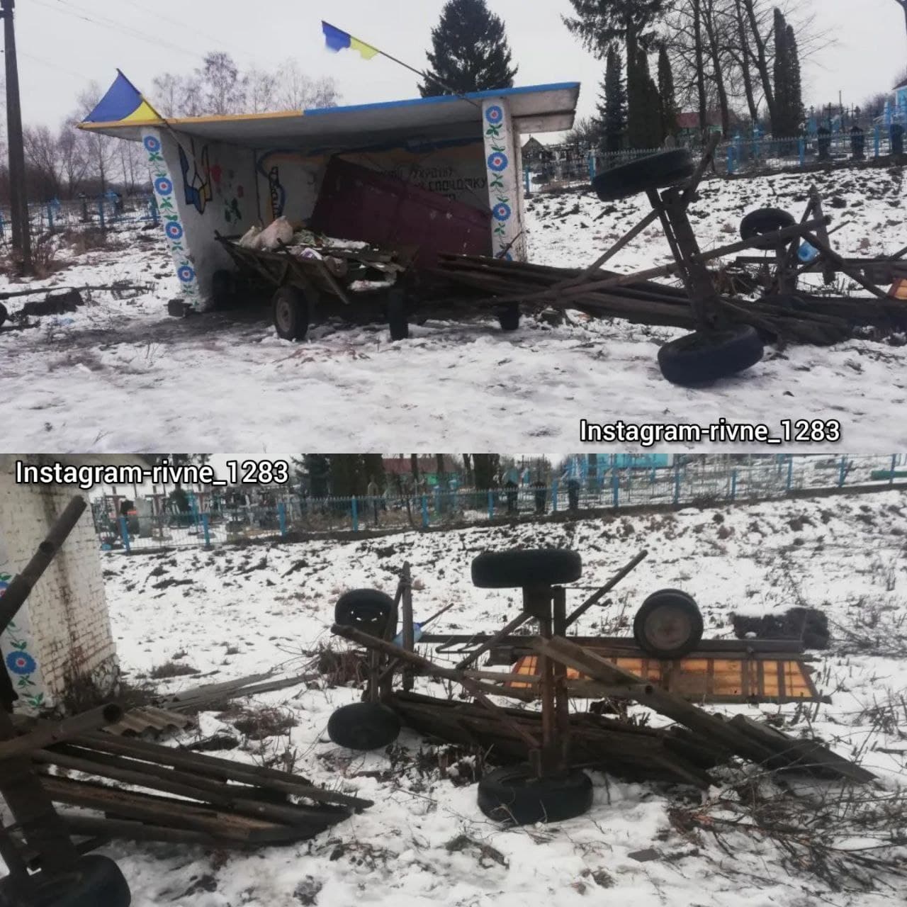У селі на Рівненщині вози та брами позносили на зупинку