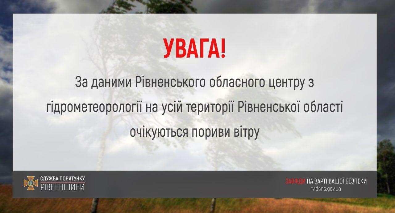 На Рівненщині штормове попередження