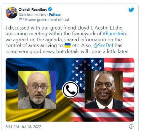 Резніков поспілкувався з головою Пентагону та анонсував «дуже гарні новини»