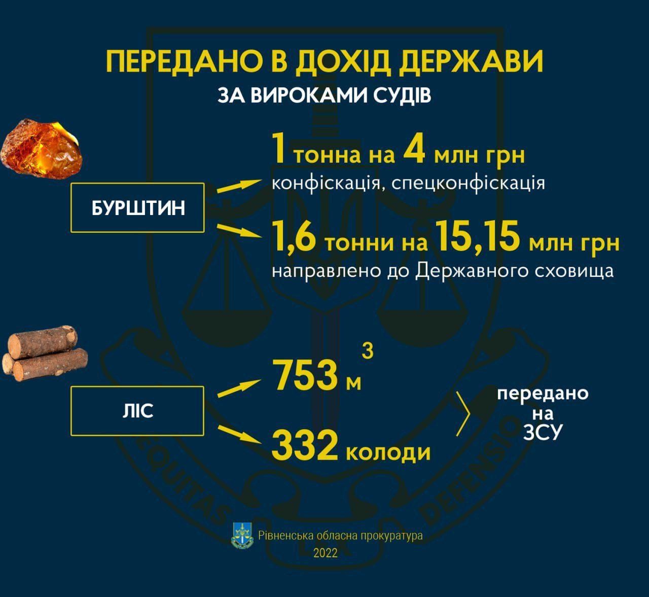 56 проваджень щодо незаконних дій із бурштином прокурори Рівненщини передали до судів