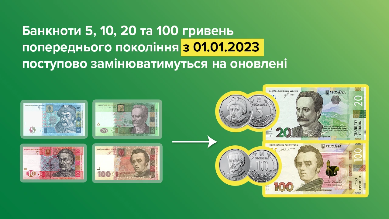 З січня в Україні почнуть вилучати старі банкноти