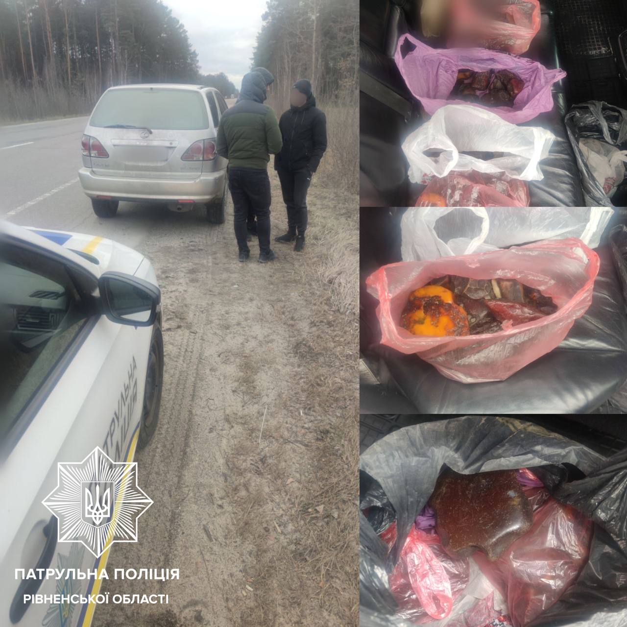 Патрульні зупинили водія, який порушив ПДР і знайшли в автівці бурштин