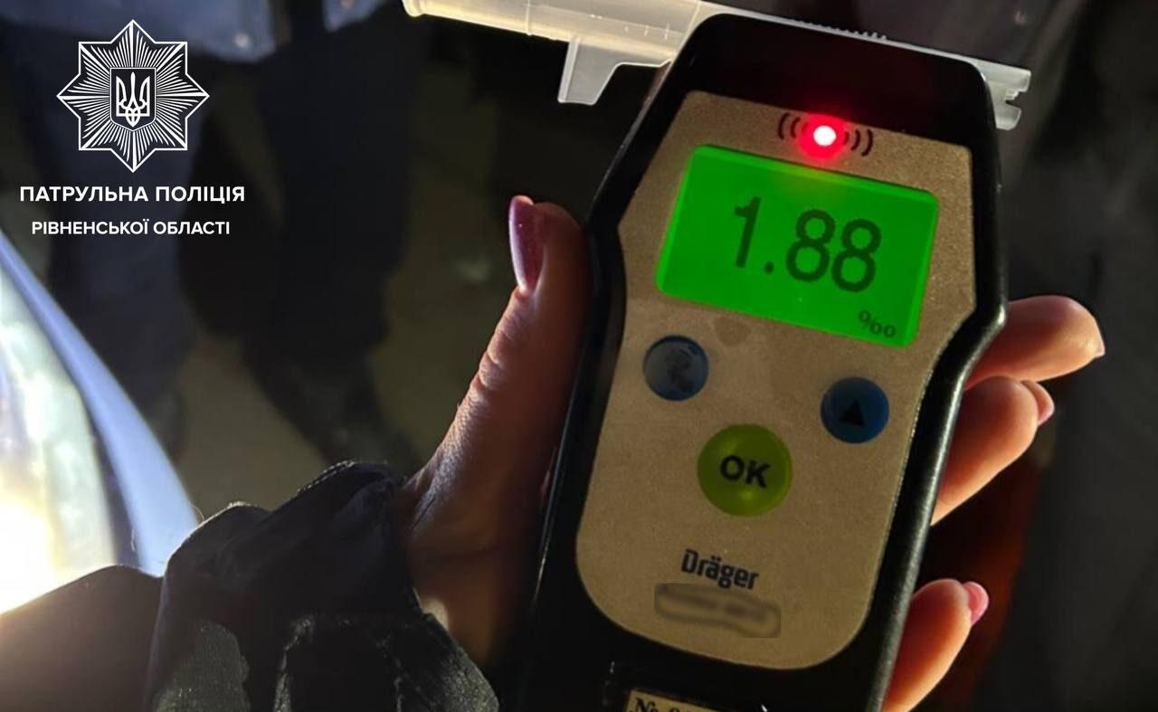 1.88 проміле виявили в крові у водія, який спричинив ДТП на Рівненщині