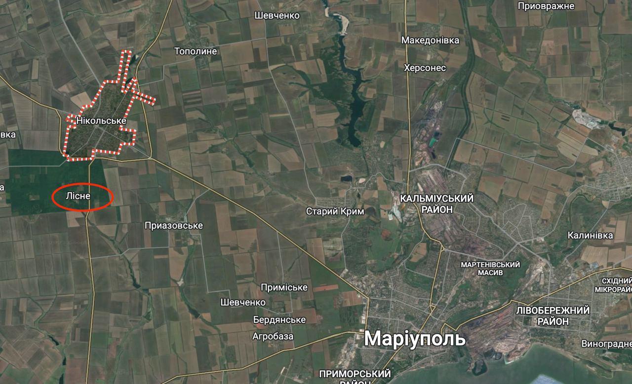 Село Лісне на карті.