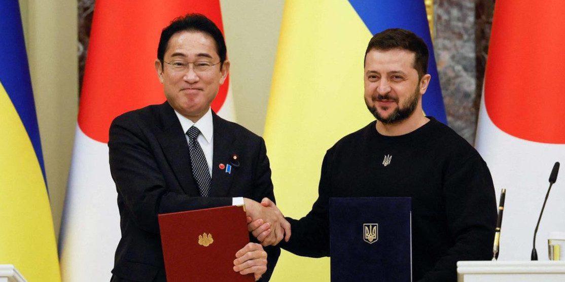 Прем’єр-міністр Фуміо Кісіда і Президент Володимир Зеленський.
