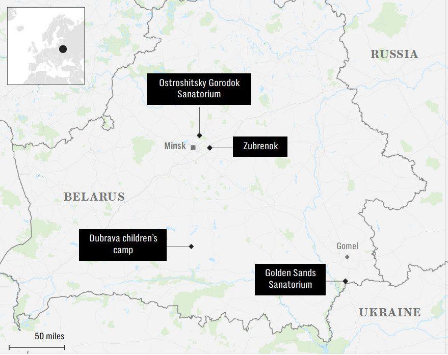 Карта таборів де утримуються українські діти