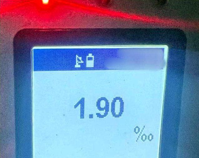 1.90 на алкотестері.
