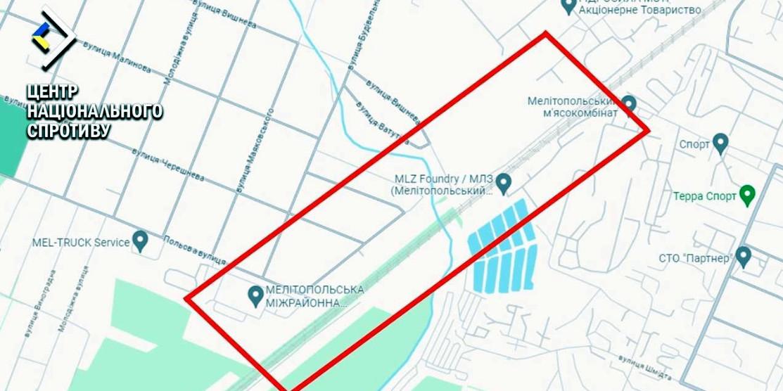 Карта з місцем підриву.