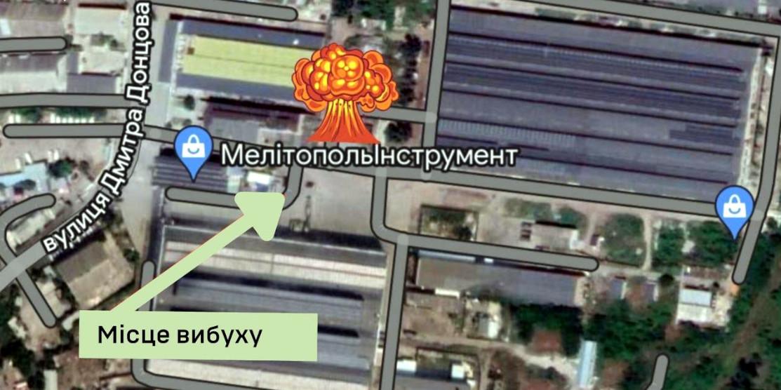 Карта з місцем вибуху.