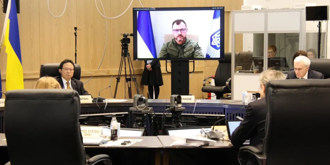 Міністр МВС України Ігор Клименко виступає на засіданні "Великої сімки" в Японії в онлайн форматі