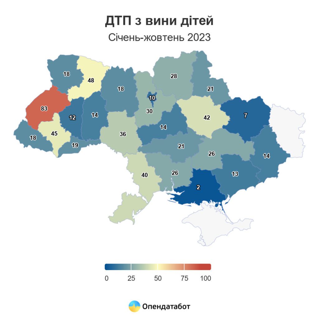 Інфографіка: ДТП з вини дітей.