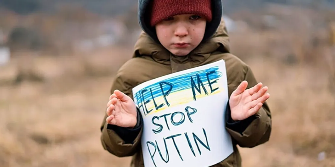 Дитина тримає знак "Help me".