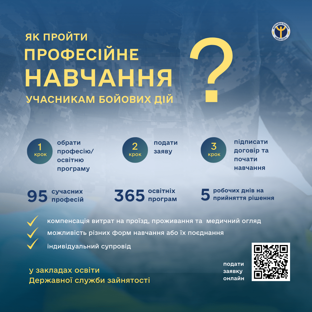 Служба зайнятості Рівненщини пропонує ветеранам безплатне навчання