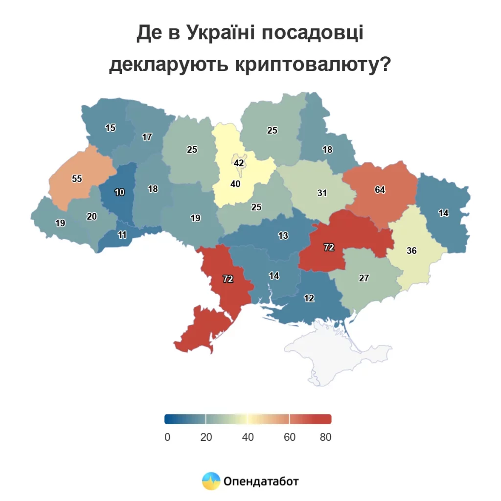 Де декларують криптовалюту по областях.