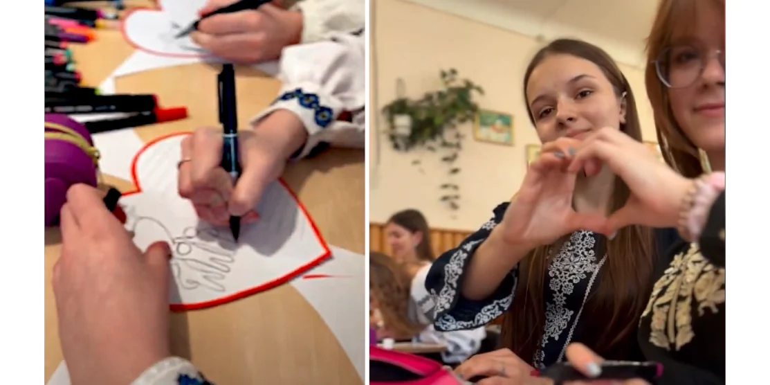 Учні готують пораненим військовим подарунки.