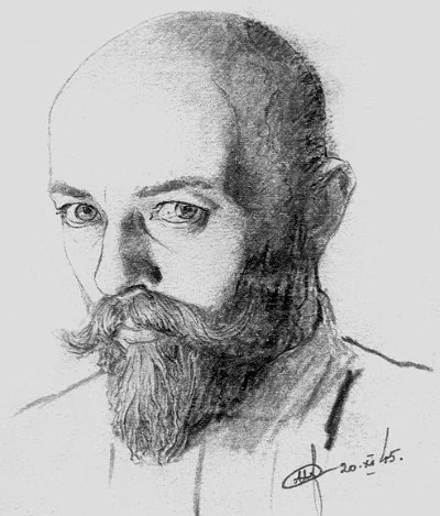 Ніл Хасевич. Автопортрет, олівець 1945 р.