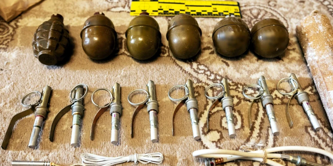 Виявлені гранати з запалами.