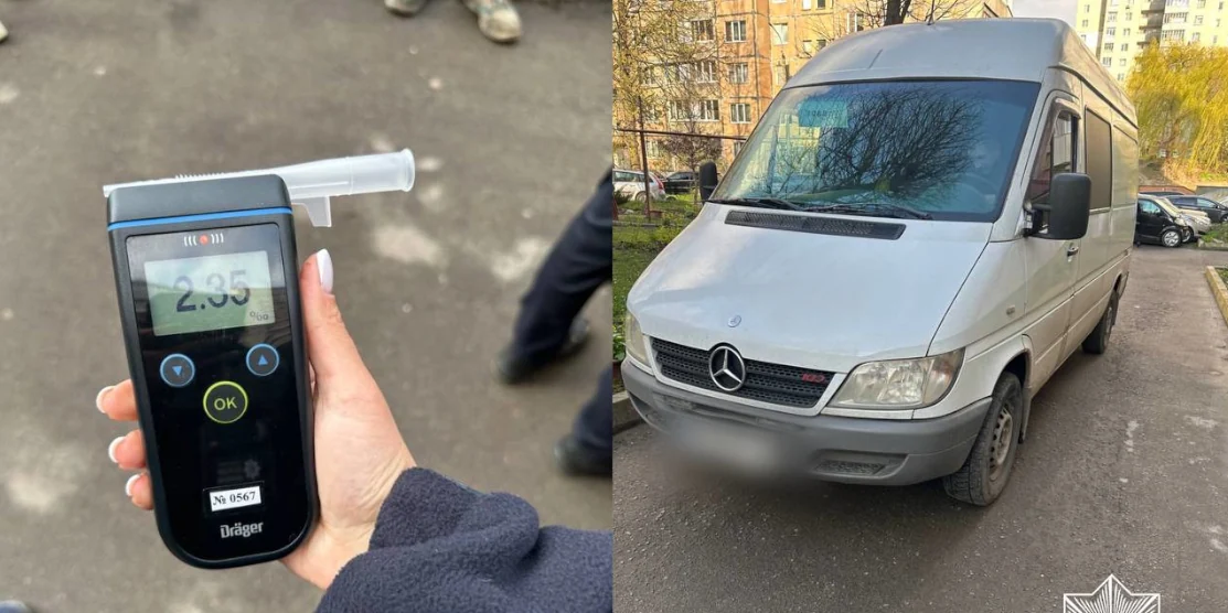 Алкотестер показує 2,35 проміле. Авто затриманого.
