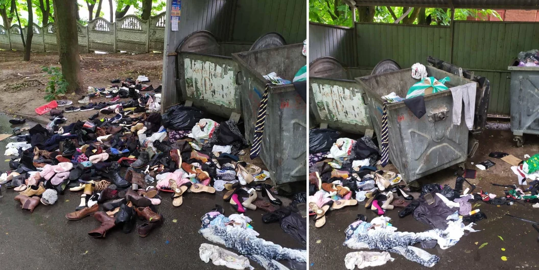 Звалище непотрібного одягу зробили на одній із вулиць Рівного