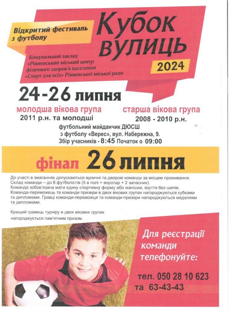 Фестиваль з футболу «Кубок вулиць-2024» стартує у Рівному 24 липня! - фото 4 Фестиваль з футболу «Кубок вулиць-2024» стартує у Рівному 24 липня! - фото 4
