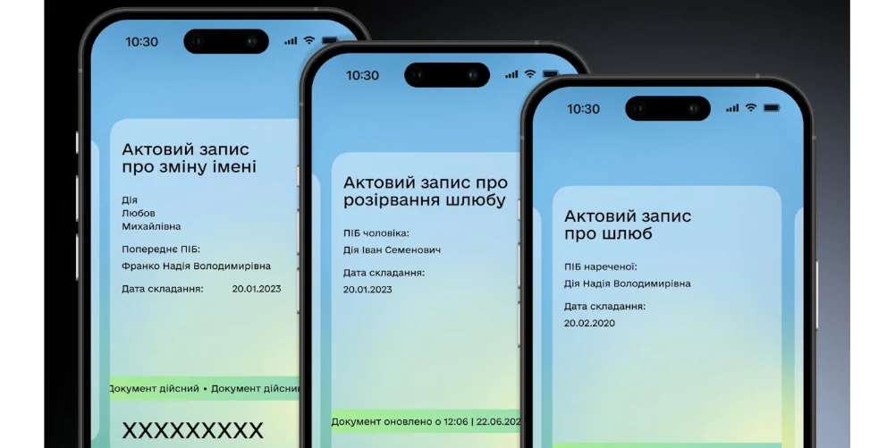 У “Дію” додали свідоцтва про народження, шлюб та зміну імені