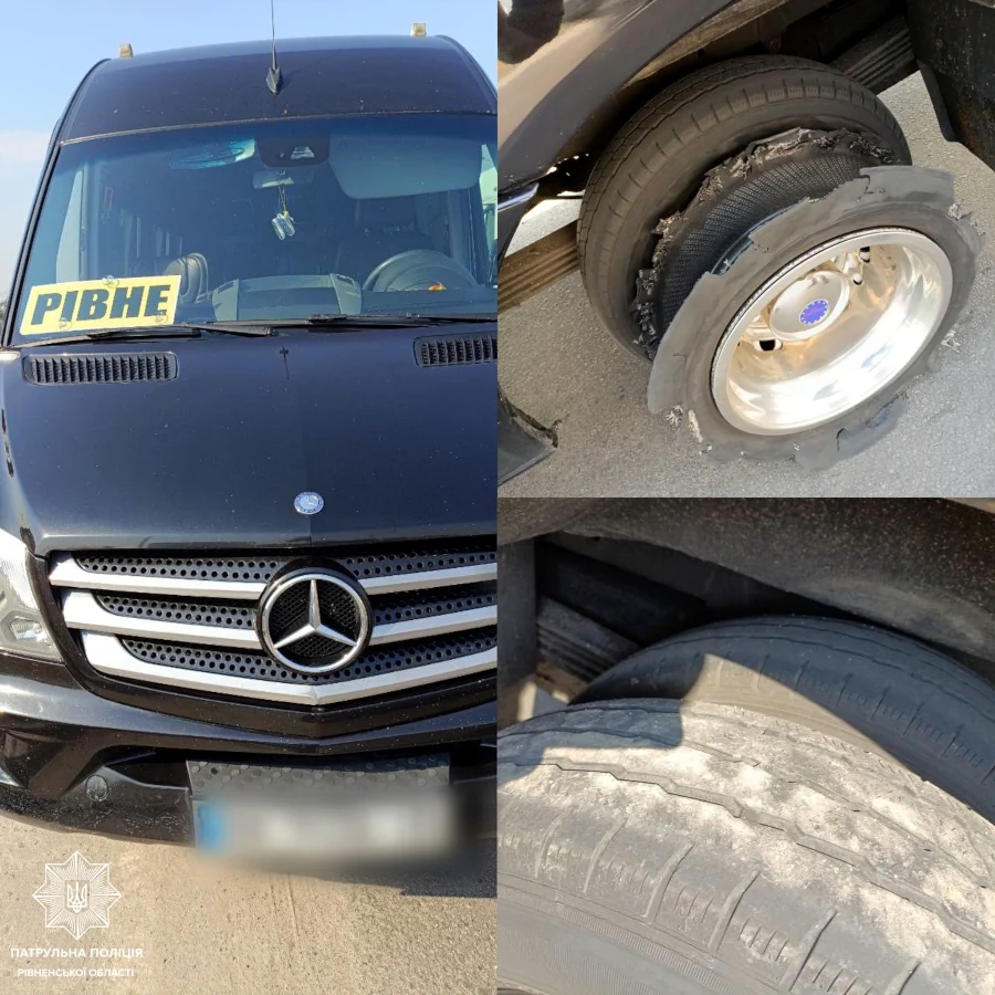 У Сарнах водій рейсового автобуса їздив без однієї шини - фото 1 У Сарнах водій рейсового автобуса їздив без однієї шини - фото 1