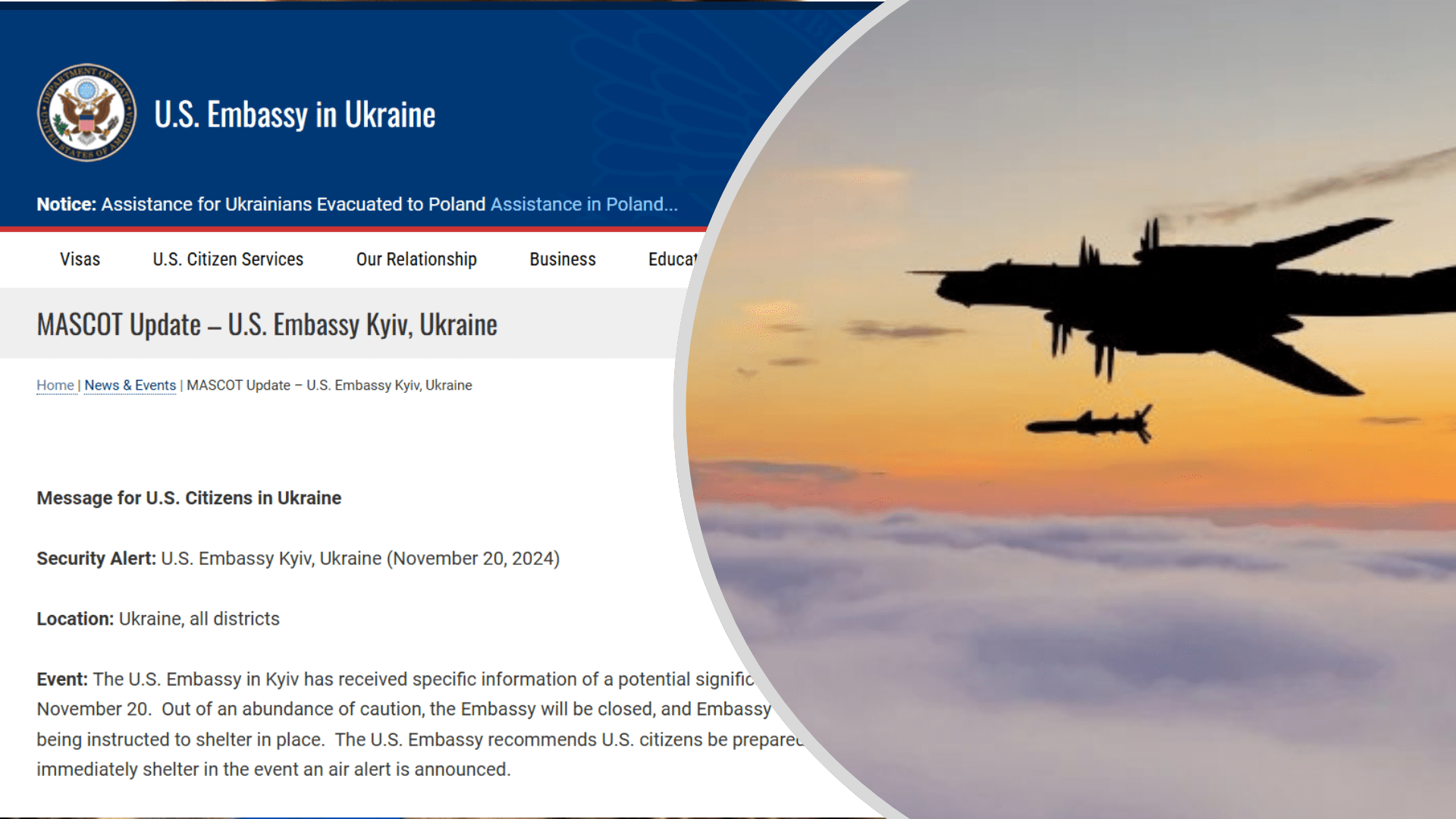 20 листопада посольство США заявило про можливу велику ракетну атаку