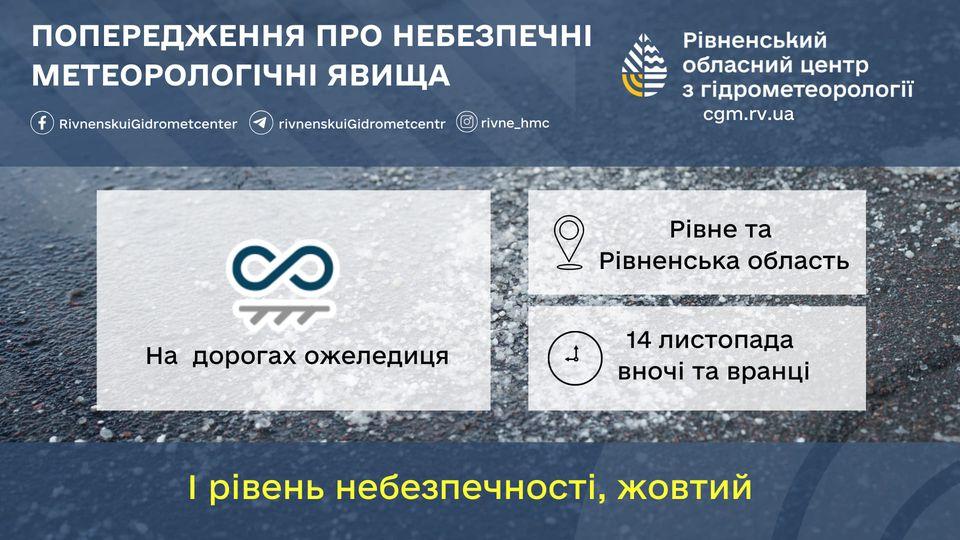 Прогноз погоди для Рівненщини на 14 листопада. Мокрий сніг, ожеледиця - фото 1 Прогноз погоди для Рівненщини на 14 листопада. Мокрий сніг, ожеледиця - фото 1