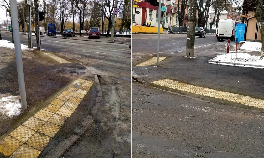Тактильну плитку для людей з вадами зору встановили на перехресті в Рівному