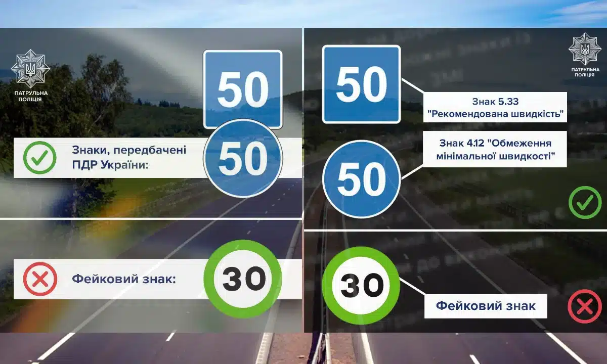 Зелені рамки на дорожніх знаках — фейк: в Україні не вводили нові ПДР