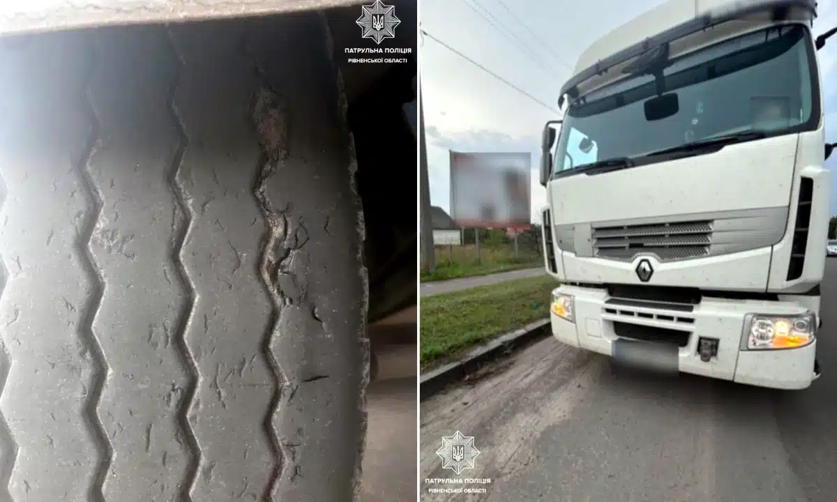 У Сарнах п’яний водій вантажівки з пошкодженими шинами порушував ПДР