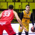 Момент гри між БК «Київ-Баскет» та БК «Рівне»-ОШВСМ у чемпіонаті Суперліги
