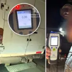 Нетверезий водій у Рівному проходить тест на алкоголь.