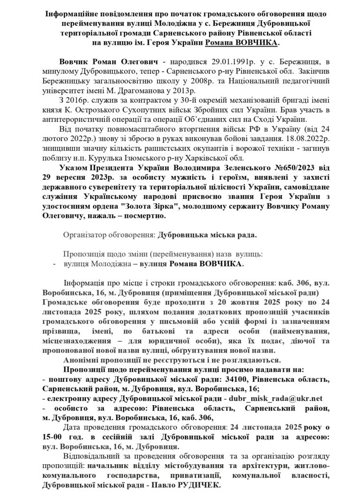 перейменування вулиці