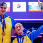 Олена Данкевич і Ілля Сівак під час виступів з пара спортивних танців.