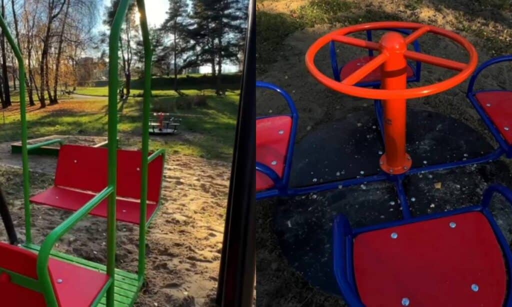 Нові гойдалки на дитячому майданчику