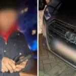 Водій з ознаками сп'яніння, і його авто.