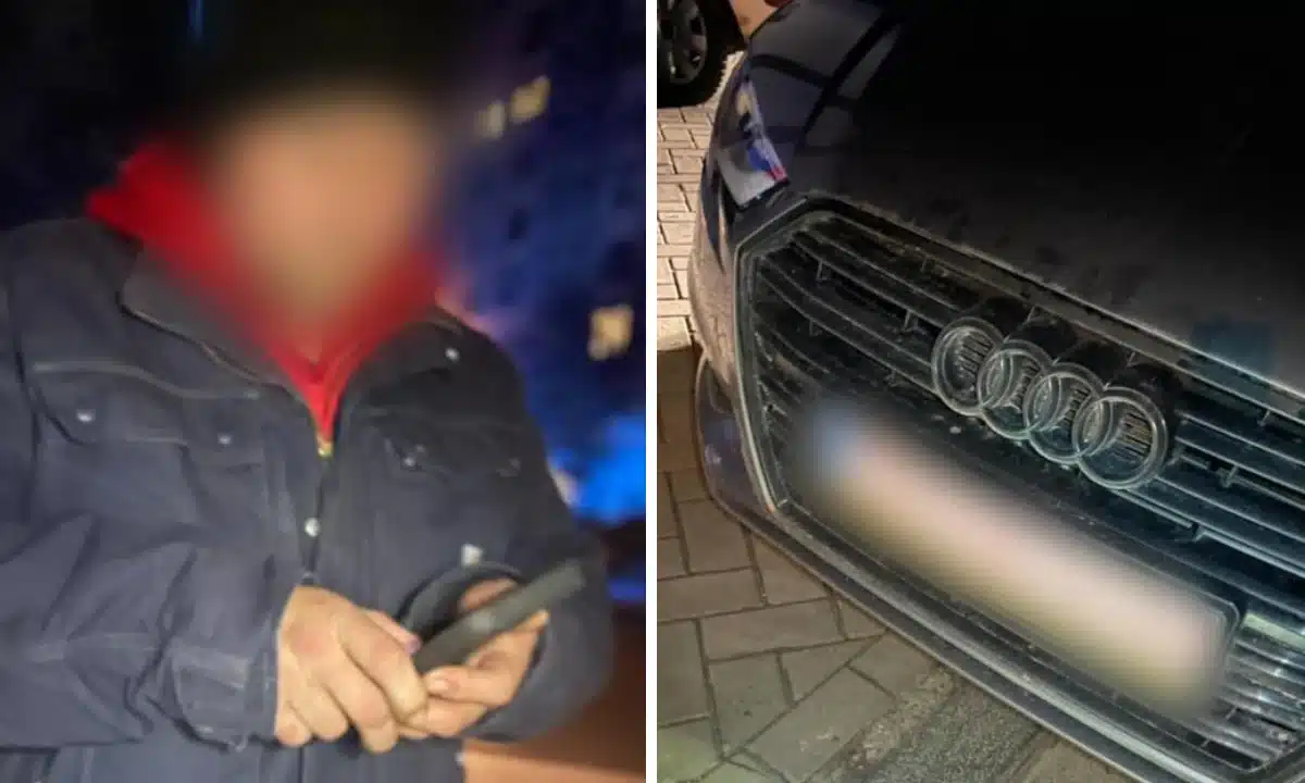 Водій з ознаками сп'яніння, і його авто.