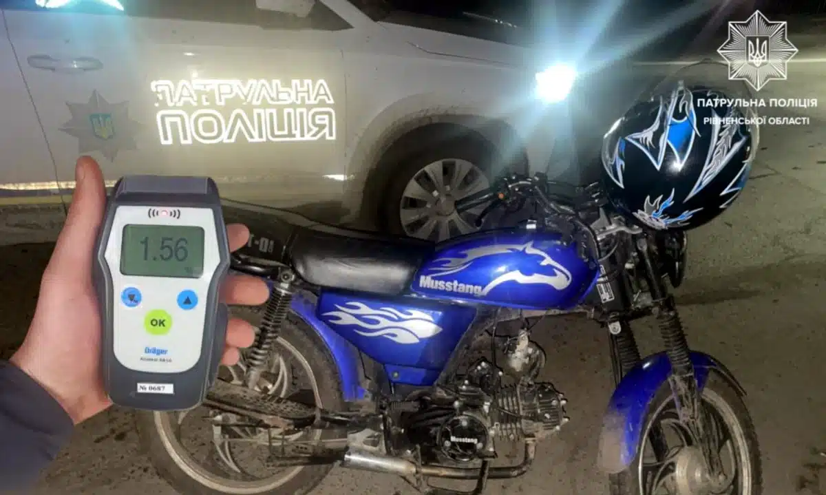 Мотоцикл і алкотестер.