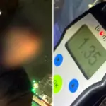 Нетверезий водій самоката і алкотестер.