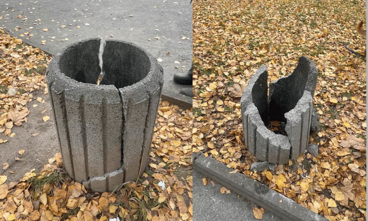 Невідомі знищили сміттєві урни в зоні відпочинку Рівного Розбиті урни в парку.